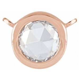 14K Rose Gold 1/6 CT Rose-Cut Natural Diamond Bezel-Set Necklace Center
