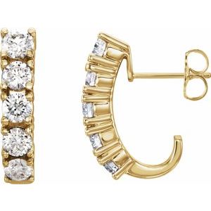 14K Yellow Gold 1 1/2 CTW Natural Diamond Hoop Earrings