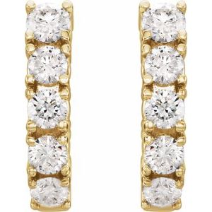 14K Yellow Gold 1 1/2 CTW Natural Diamond Hoop Earrings – image 2
