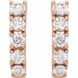 14K Rose Gold 1 1/2 CTW Natural Diamond Hoop Earrings – image 2
