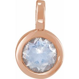 14K Rose Gold Natural Blue Moonstone Pendant