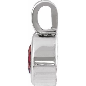 14K White Gold Natural Rhodolite Garnet Pendant
