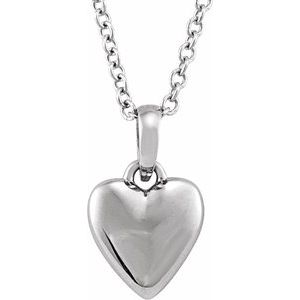 Puffed Heart Necklace or Pendant