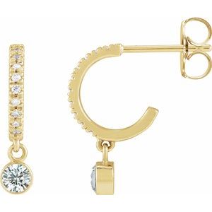 14K Yellow Gold Natural White Sapphire & .08 CTW Natural Diamond French-Set 16.1 mm Hoop Earrings