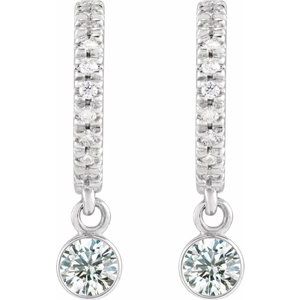 Sterling Silver Natural White Sapphire & .08 CTW Natural Diamond French-Set 16.1 mm Hoop Earrings – image 2