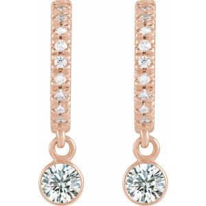 14K Rose Gold Natural White Sapphire & .08 CTW Natural Diamond French-Set 16.1 mm Hoop Earrings – image 2