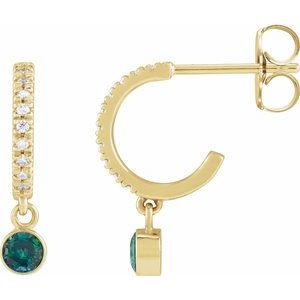 14K Yellow Gold Lab-Grown Alexandrite & .08 CTW Natural Diamond French-Set 16.1 mm Hoop Earrings