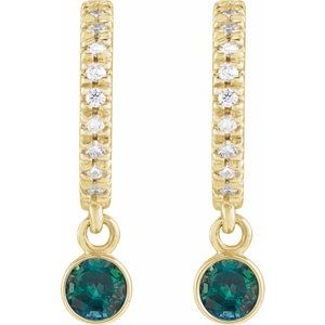 14K Yellow Gold Natural Alexandrite & .08 CTW Natural Diamond French-Set 16.1 mm Hoop Earrings – image 2