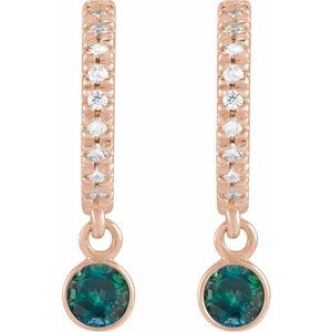14K Rose Gold Natural Alexandrite & .08 CTW Natural Diamond French-Set 16.1 mm Hoop Earrings