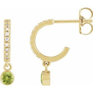 14K Yellow Gold Natural Peridot & .08 CTW Natural Diamond French-Set 16.1 mm Hoop Earrings