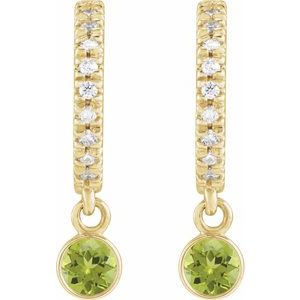 14K Yellow Gold Natural Peridot & .08 CTW Natural Diamond French-Set 16.1 mm Hoop Earrings
