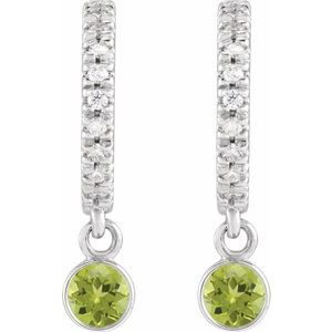 14K White Gold Natural Peridot & .08 CTW Natural Diamond French-Set 16.1 mm Hoop Earrings – image 2