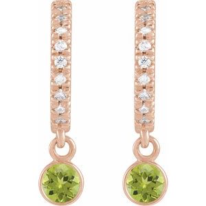 14K Rose Gold Natural Peridot & .08 CTW Natural Diamond French-Set 16.1 mm Hoop Earrings – image 2