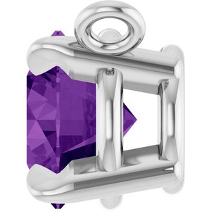 14K White Gold Natural Amethyst Claw-Prong Necklace Center