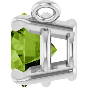 14K White Gold Natural Peridot Claw-Prong Necklace Center