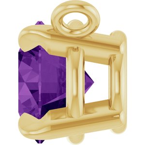 14K Yellow Gold Natural Amethyst Claw-Prong Necklace Center