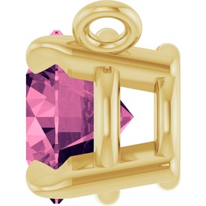 14K Yellow Gold Natural Pink Tourmaline Claw-Prong Necklace Center