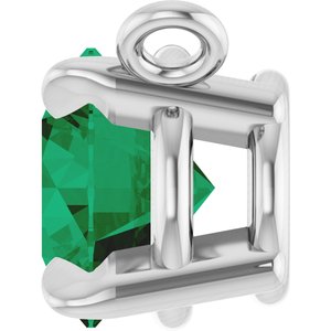 Platinum Lab-Grown Emerald Claw-Prong Necklace Center