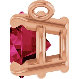 14K Rose Gold Lab-Grown Ruby Claw-Prong Necklace Center
