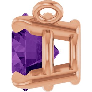 14K Rose Gold Natural Amethyst Claw-Prong Necklace Center