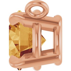 14K Rose Gold Natural Citrine Claw-Prong Necklace Center