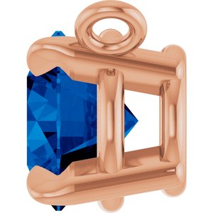 14K Rose Gold Lab-Grown Blue Sapphire Claw-Prong Necklace Center