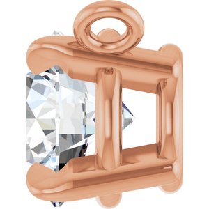 14K Rose Gold Natural White Sapphire Claw-Prong Necklace Center