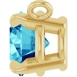14K Yellow Gold Natural Blue Zircon Claw-Prong Necklace Center