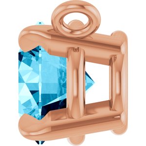 14K Rose Gold Natural Aquamarine Claw-Prong Necklace Center