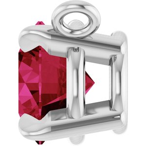 Platinum Lab-Grown Ruby Claw-Prong Necklace Center