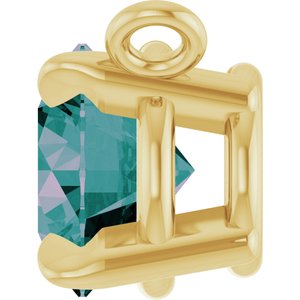 14K Yellow Gold Lab-Grown Alexandrite Claw-Prong Necklace Center