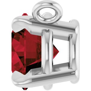 14K White Gold Natural Mozambique Garnet Claw-Prong Necklace Center