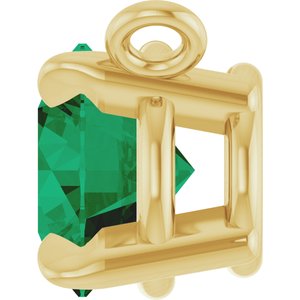 14K Yellow Gold Lab-Grown Emerald Claw-Prong Necklace Center