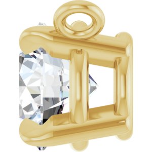 14K Yellow Gold Natural White Sapphire Claw-Prong Necklace Center
