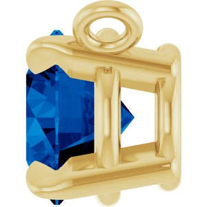 14K Yellow Gold Natural Blue Sapphire Claw-Prong Necklace Center