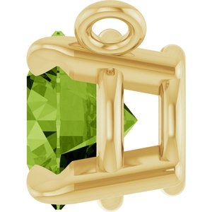 14K Yellow Gold Natural Peridot Claw-Prong Necklace Center