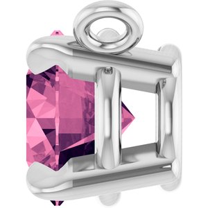 Platinum Natural Pink Tourmaline Claw-Prong Necklace Center