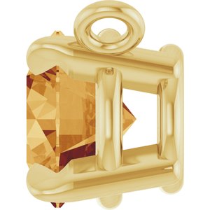 14K Yellow Gold Natural Citrine Claw-Prong Necklace Center