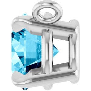 14K White Gold Natural Aquamarine Claw-Prong Necklace Center