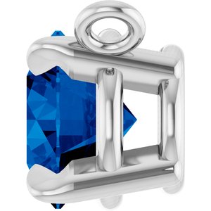 14K White Gold Lab-Grown Blue Sapphire Claw-Prong Necklace Center