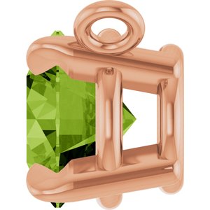 14K Rose Gold Natural Peridot Claw-Prong Necklace Center