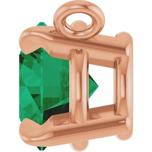 14K Rose Gold Lab-Grown Emerald Claw-Prong Necklace Center