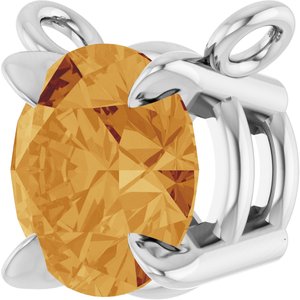 14K White Gold Natural Citrine Claw-Prong Necklace Center