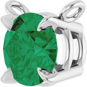 Platinum Natural Emerald Claw-Prong Necklace Center