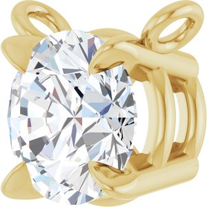 14K Yellow Gold Natural White Sapphire Claw-Prong Necklace Center