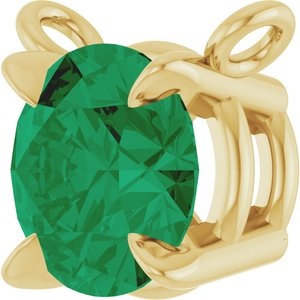 14K Yellow Gold Lab-Grown Emerald Claw-Prong Necklace Center