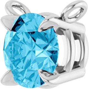 Platinum Natural Aquamarine Claw-Prong Necklace Center