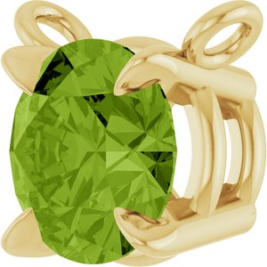 14K Yellow Gold Natural Peridot Claw-Prong Necklace Center