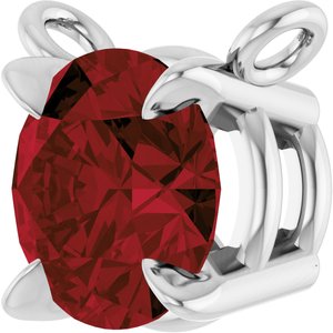14K White Gold Natural Mozambique Garnet Claw-Prong Necklace Center
