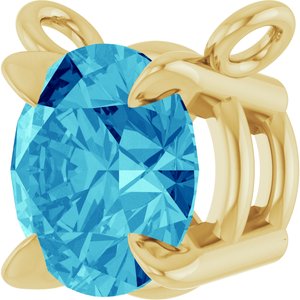 14K Yellow Gold Natural Blue Zircon Claw-Prong Necklace Center
